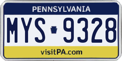 PA license plate MYS9328