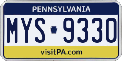 PA license plate MYS9330