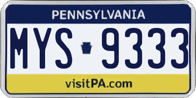 PA license plate MYS9333