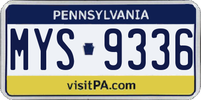 PA license plate MYS9336
