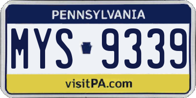 PA license plate MYS9339