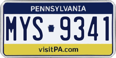 PA license plate MYS9341