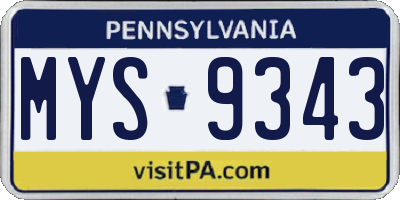 PA license plate MYS9343