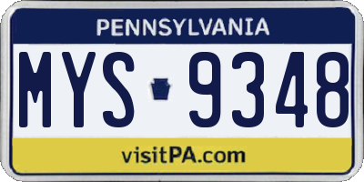 PA license plate MYS9348