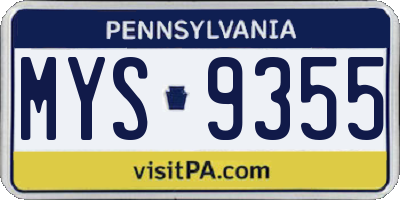 PA license plate MYS9355