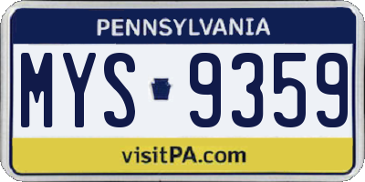 PA license plate MYS9359