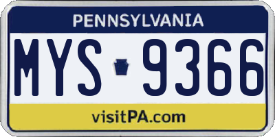 PA license plate MYS9366