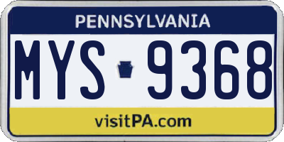 PA license plate MYS9368