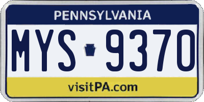 PA license plate MYS9370