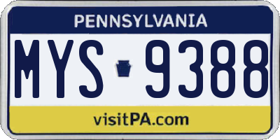 PA license plate MYS9388