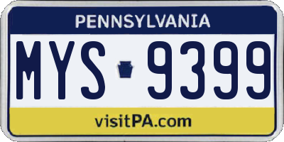 PA license plate MYS9399