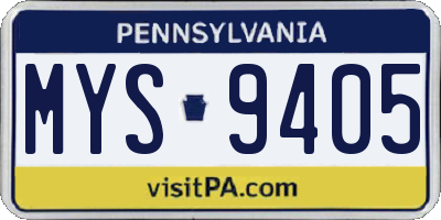 PA license plate MYS9405