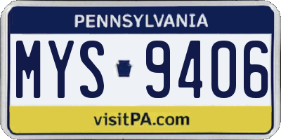 PA license plate MYS9406