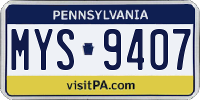 PA license plate MYS9407