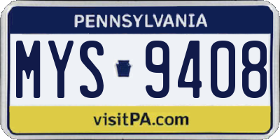 PA license plate MYS9408