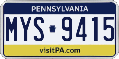 PA license plate MYS9415