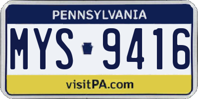 PA license plate MYS9416