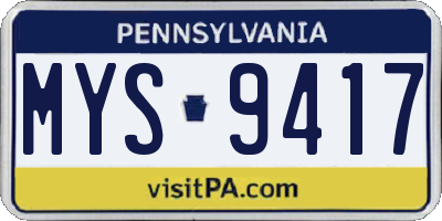 PA license plate MYS9417