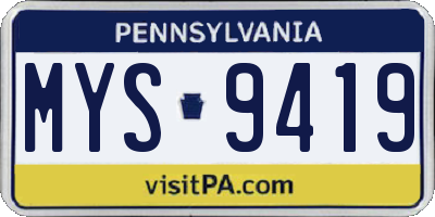 PA license plate MYS9419