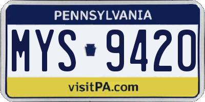 PA license plate MYS9420