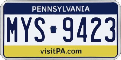 PA license plate MYS9423