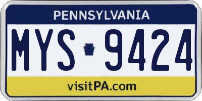 PA license plate MYS9424