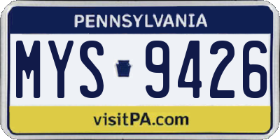 PA license plate MYS9426