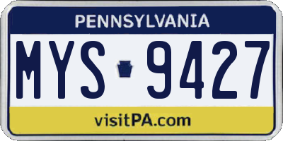 PA license plate MYS9427