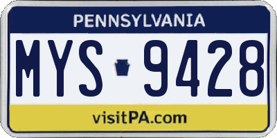 PA license plate MYS9428