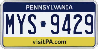 PA license plate MYS9429