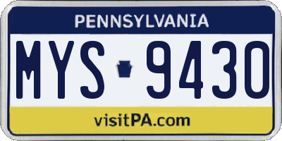 PA license plate MYS9430