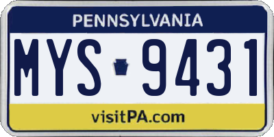PA license plate MYS9431