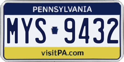 PA license plate MYS9432