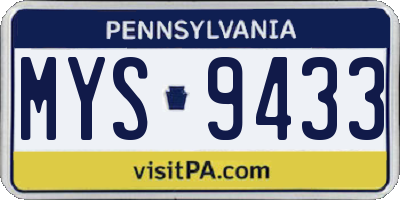 PA license plate MYS9433