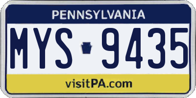 PA license plate MYS9435