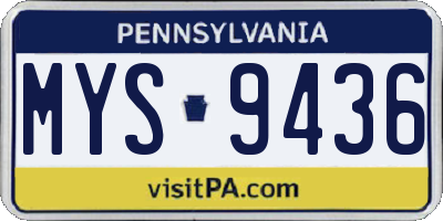 PA license plate MYS9436