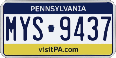 PA license plate MYS9437