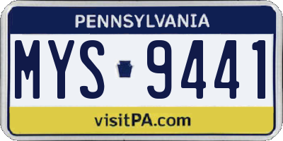 PA license plate MYS9441
