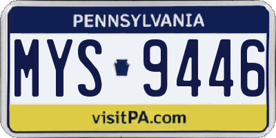 PA license plate MYS9446