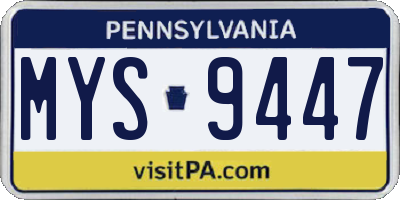 PA license plate MYS9447