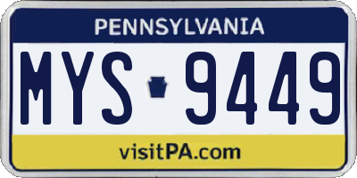 PA license plate MYS9449