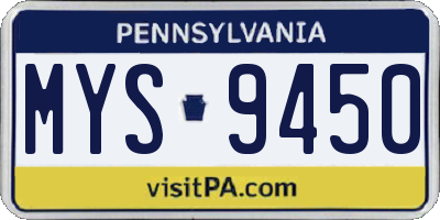 PA license plate MYS9450