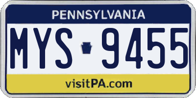 PA license plate MYS9455