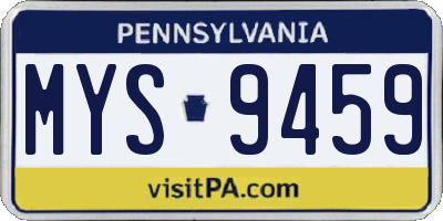 PA license plate MYS9459