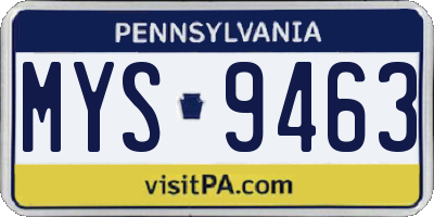 PA license plate MYS9463