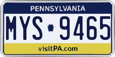 PA license plate MYS9465