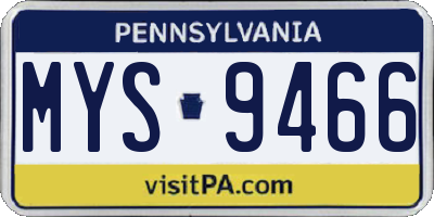 PA license plate MYS9466