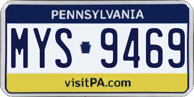 PA license plate MYS9469
