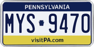 PA license plate MYS9470