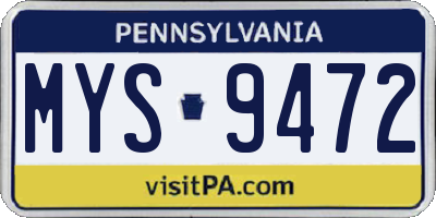 PA license plate MYS9472